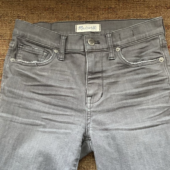 Women’s Madewell Denim Gray Jeans High Riser Skinny Creased Size 26 Stretch - Picture 3 of 14